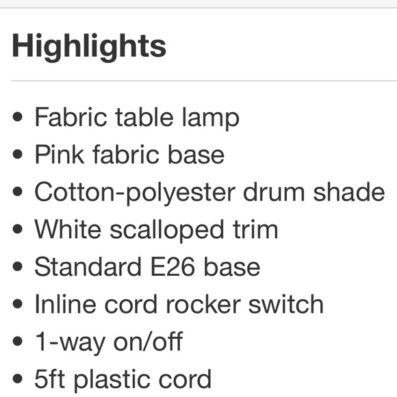 STUDIO MCGEE NWT table lamp fabric base & scallop shade -pink - Picture 6 of 10